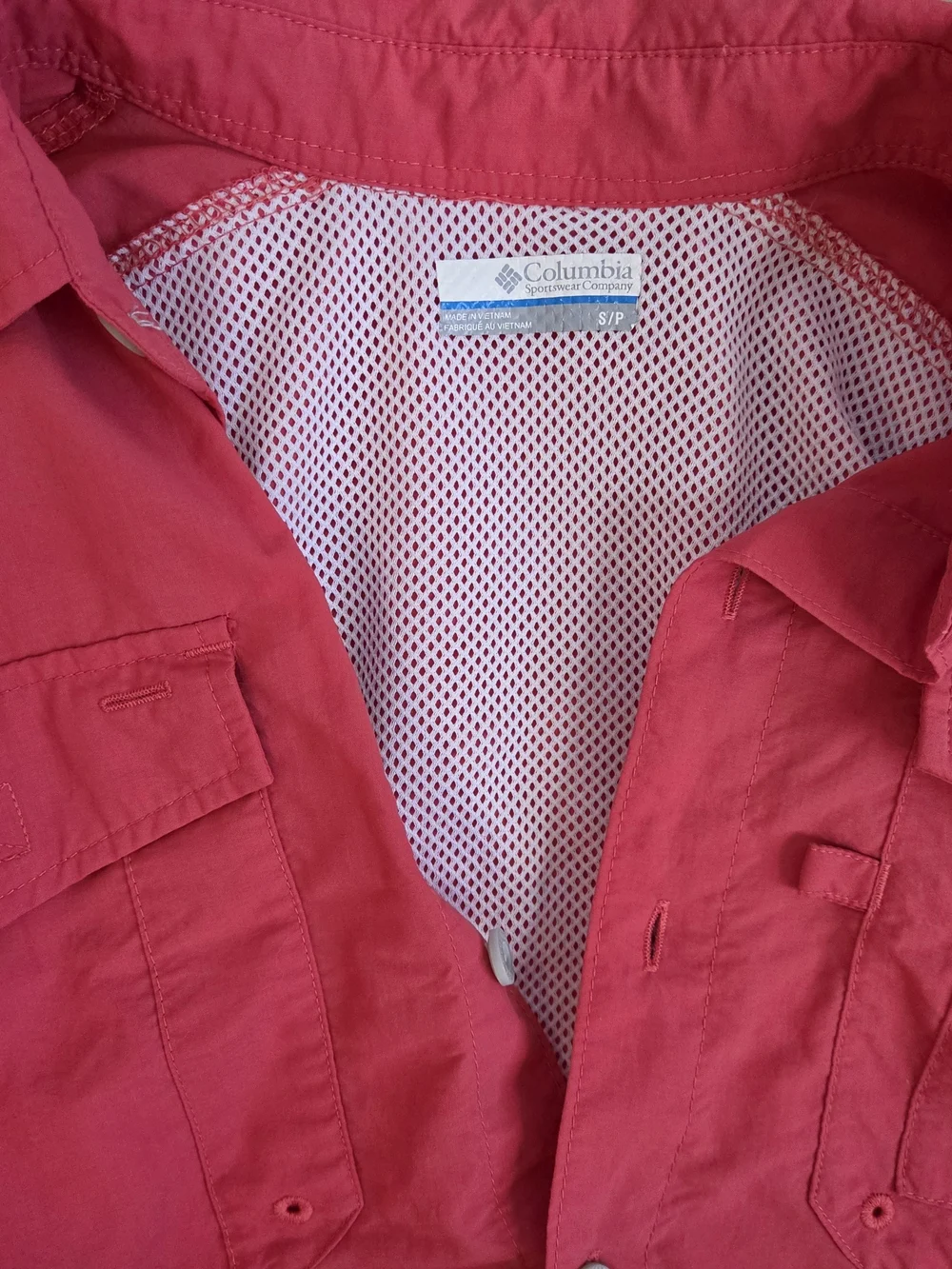 Columbia PFG Omni Shade Fishing Shirt Small Coral Pink Long Sleeve